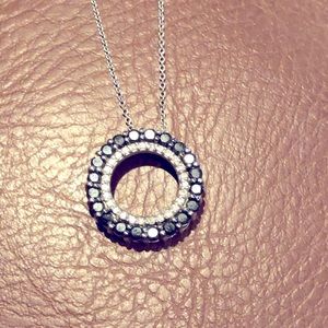 Effy 14k white gold Diamond/Black diamond pendant